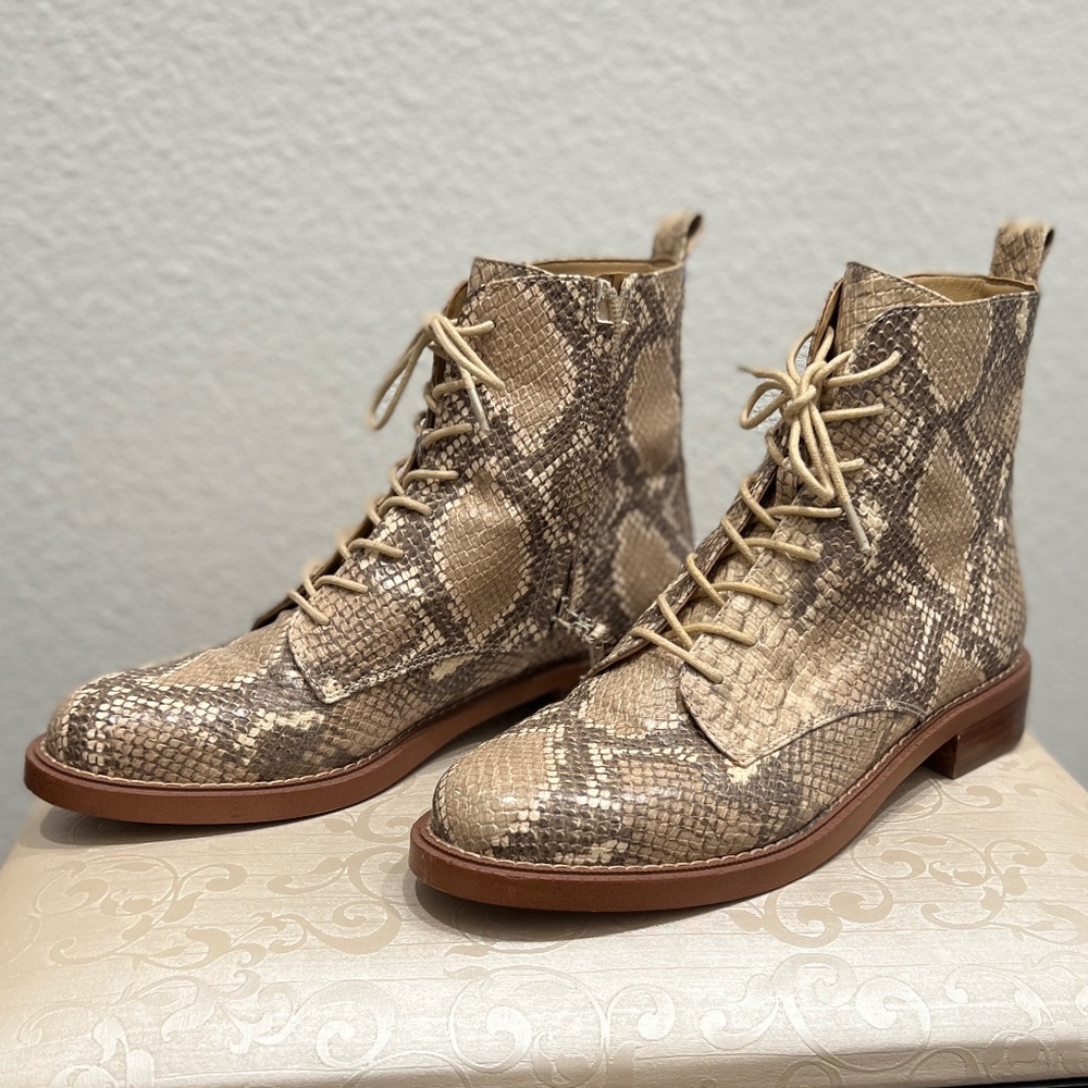 Sam Edelman Snakeskin Combat Boots